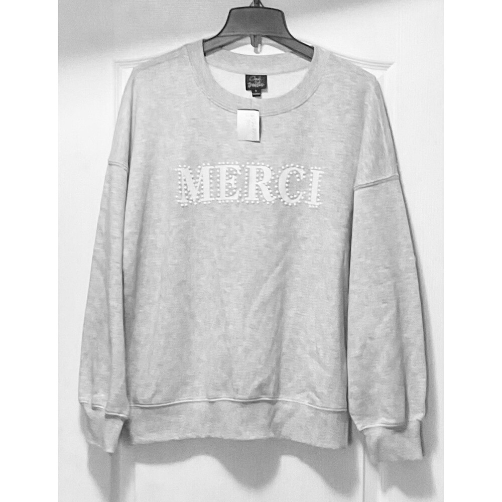 Oak & Trellis Women's Merci Crew Neck Sweatshirt Size XL, Heather Grey NWT